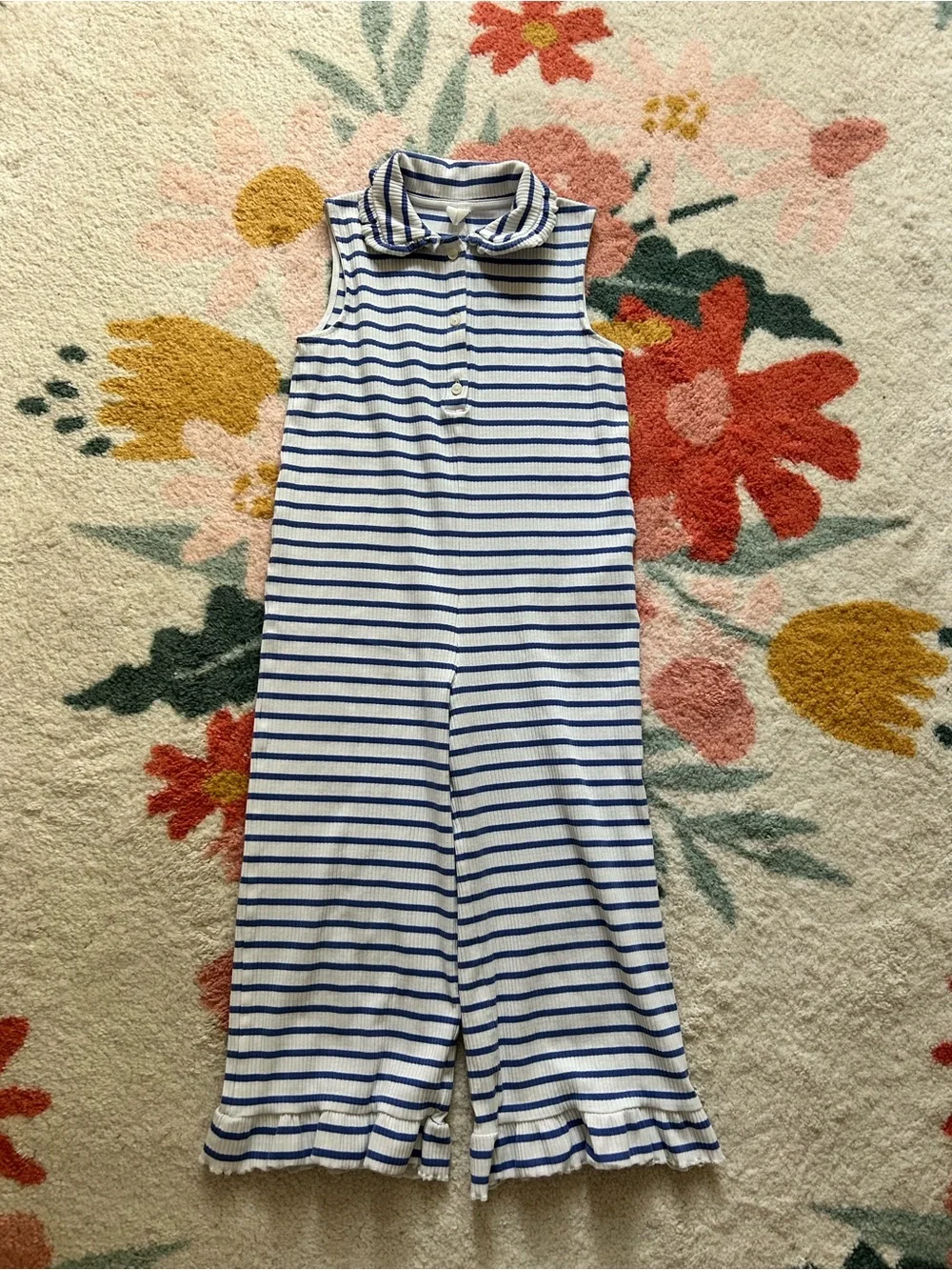 Blue + White Rippled Romper